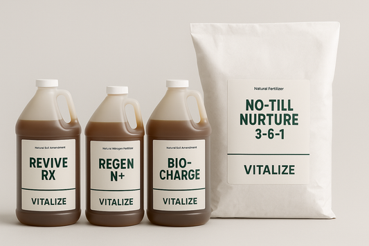 The Vitalize Stack: How Revive RX, REGEN N+, and Bio-Charge Work Together to Boost Soil Biology and Crop Performance