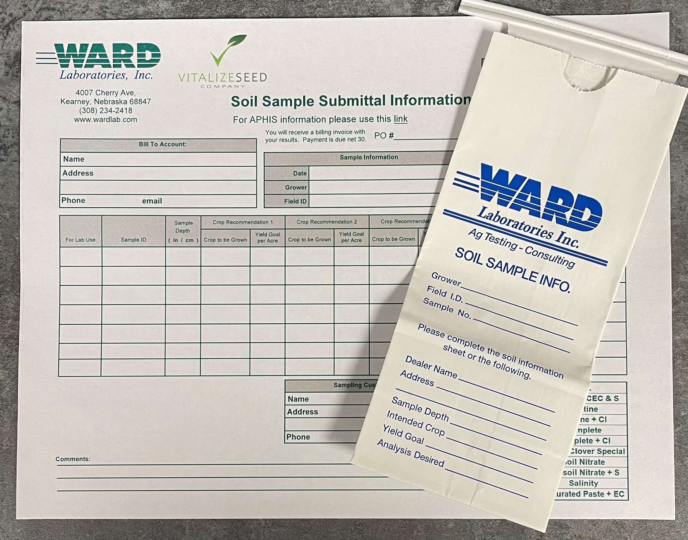 WARD Laboratories Soil Test Vitalize Seed Company
